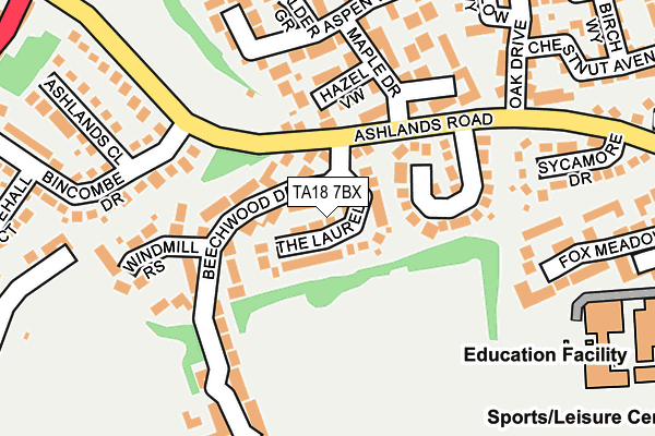 TA18 7BX map - OS OpenMap – Local (Ordnance Survey)
