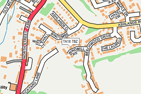 TA18 7BZ map - OS OpenMap – Local (Ordnance Survey)