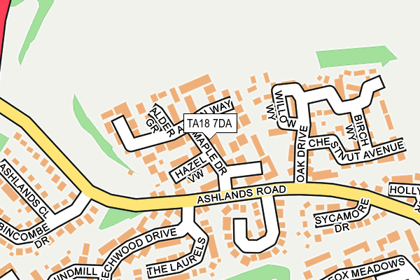 TA18 7DA map - OS OpenMap – Local (Ordnance Survey)