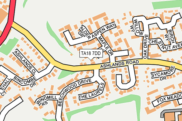 TA18 7DD map - OS OpenMap – Local (Ordnance Survey)