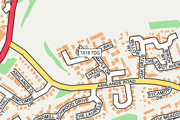TA18 7DG map - OS OpenMap – Local (Ordnance Survey)