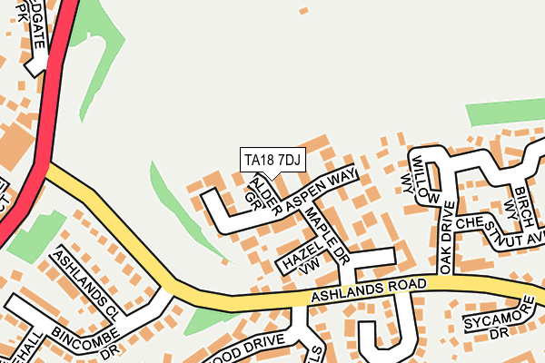 TA18 7DJ map - OS OpenMap – Local (Ordnance Survey)