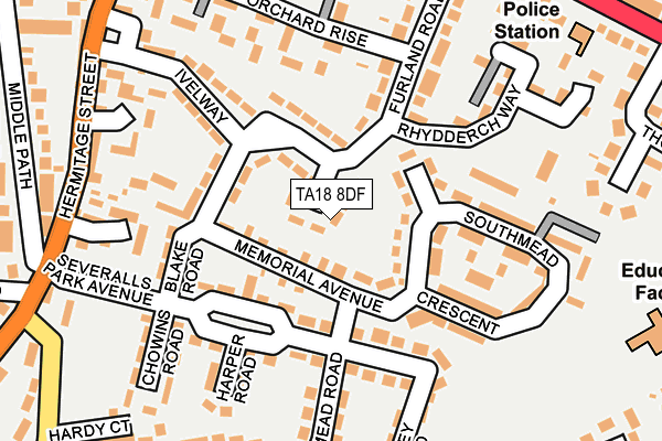 TA18 8DF map - OS OpenMap – Local (Ordnance Survey)