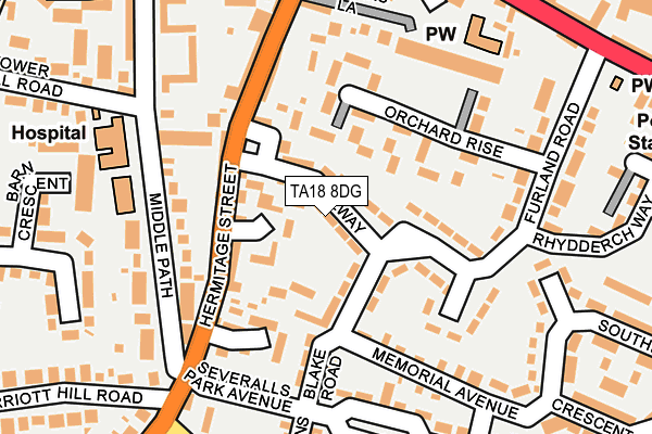 TA18 8DG map - OS OpenMap – Local (Ordnance Survey)