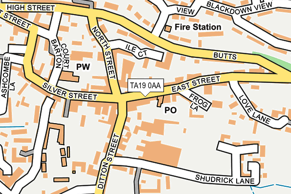 TA19 0AA map - OS OpenMap – Local (Ordnance Survey)