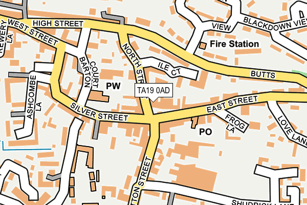 TA19 0AD map - OS OpenMap – Local (Ordnance Survey)