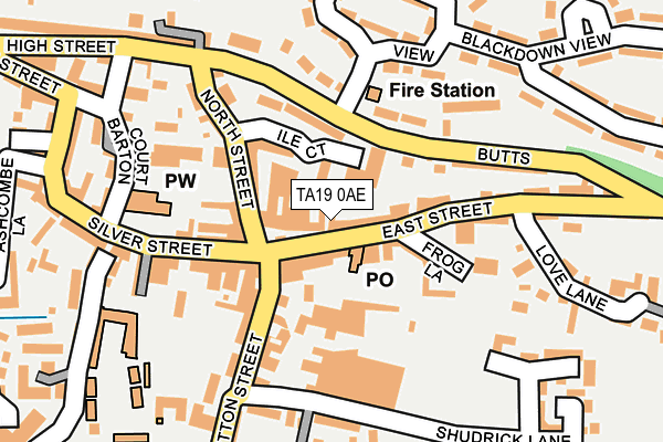 TA19 0AE map - OS OpenMap – Local (Ordnance Survey)