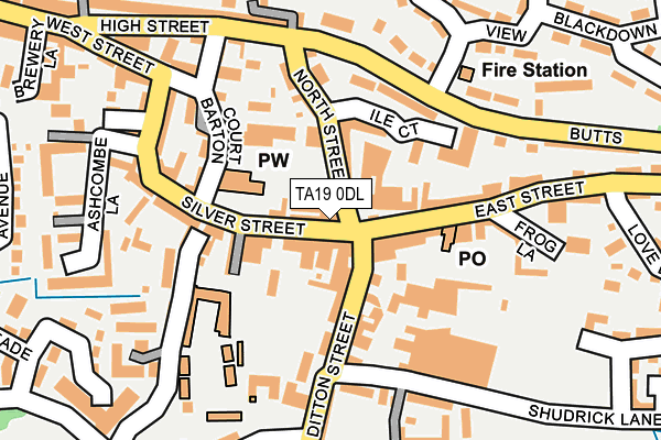 TA19 0DL map - OS OpenMap – Local (Ordnance Survey)