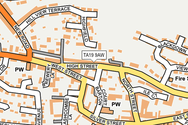TA19 9AW map - OS OpenMap – Local (Ordnance Survey)