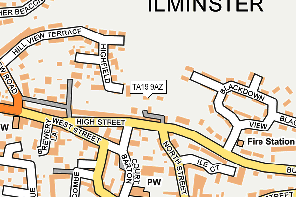 TA19 9AZ map - OS OpenMap – Local (Ordnance Survey)