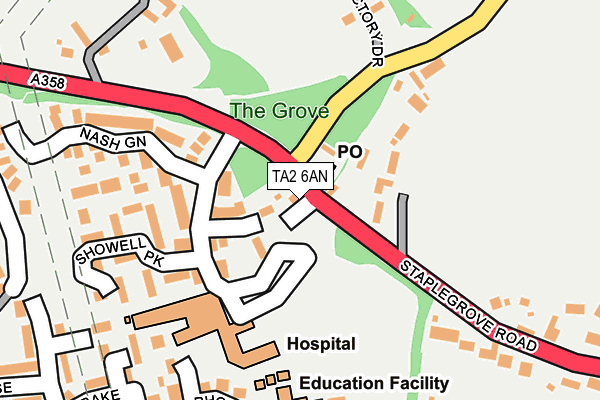 TA2 6AN map - OS OpenMap – Local (Ordnance Survey)