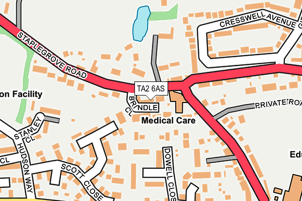 TA2 6AS map - OS OpenMap – Local (Ordnance Survey)