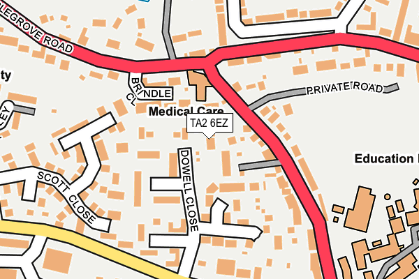 TA2 6EZ map - OS OpenMap – Local (Ordnance Survey)