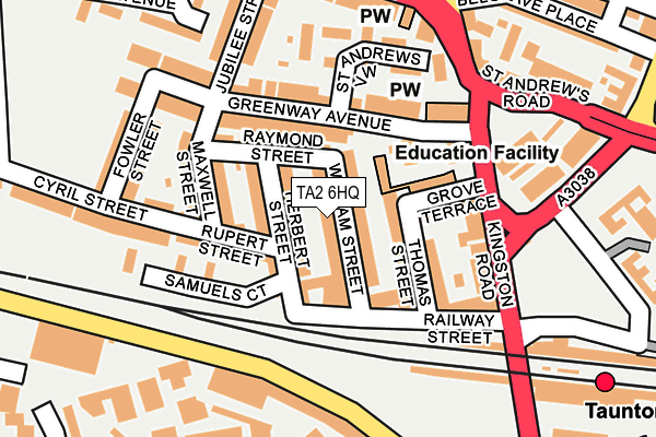 TA2 6HQ map - OS OpenMap – Local (Ordnance Survey)