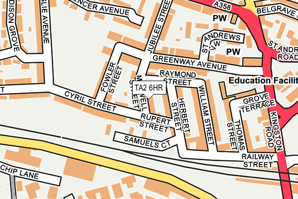 TA2 6HR map - OS OpenMap – Local (Ordnance Survey)