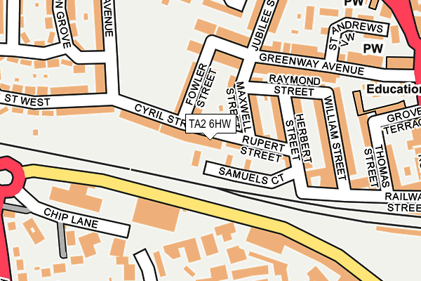 TA2 6HW map - OS OpenMap – Local (Ordnance Survey)