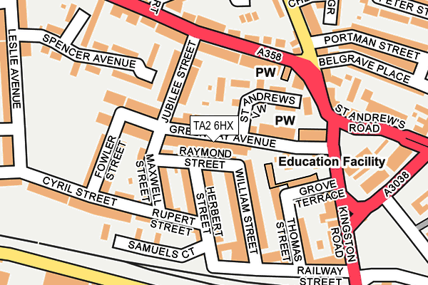 TA2 6HX map - OS OpenMap – Local (Ordnance Survey)