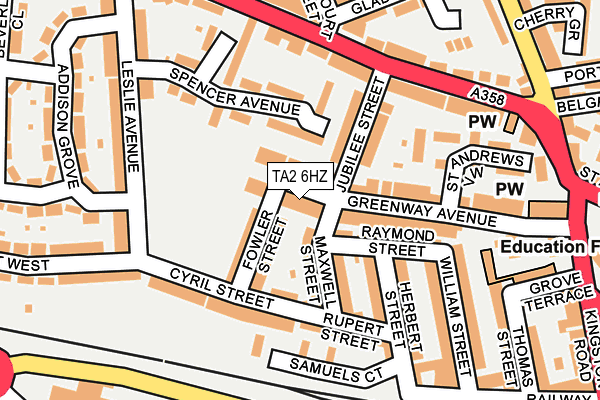 TA2 6HZ map - OS OpenMap – Local (Ordnance Survey)