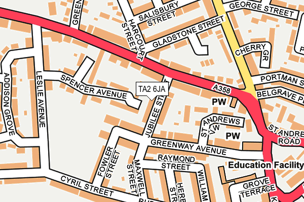 TA2 6JA map - OS OpenMap – Local (Ordnance Survey)