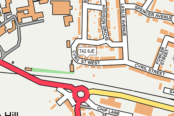 TA2 6JE map - OS OpenMap – Local (Ordnance Survey)