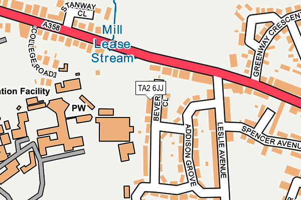 TA2 6JJ map - OS OpenMap – Local (Ordnance Survey)