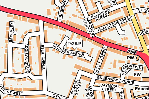 TA2 6JP map - OS OpenMap – Local (Ordnance Survey)