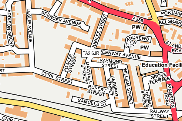 TA2 6JR map - OS OpenMap – Local (Ordnance Survey)