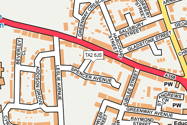 TA2 6JS map - OS OpenMap – Local (Ordnance Survey)