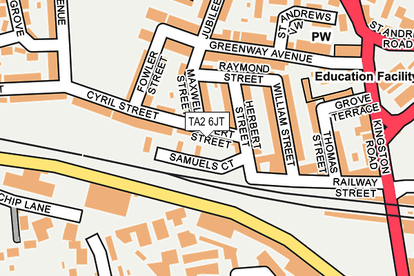 TA2 6JT map - OS OpenMap – Local (Ordnance Survey)