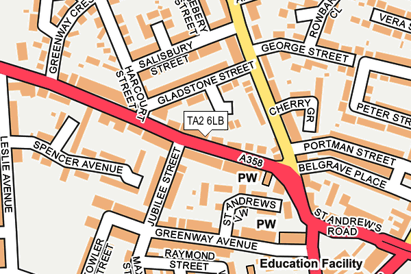 TA2 6LB map - OS OpenMap – Local (Ordnance Survey)