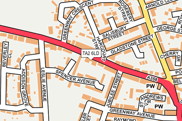 TA2 6LD map - OS OpenMap – Local (Ordnance Survey)