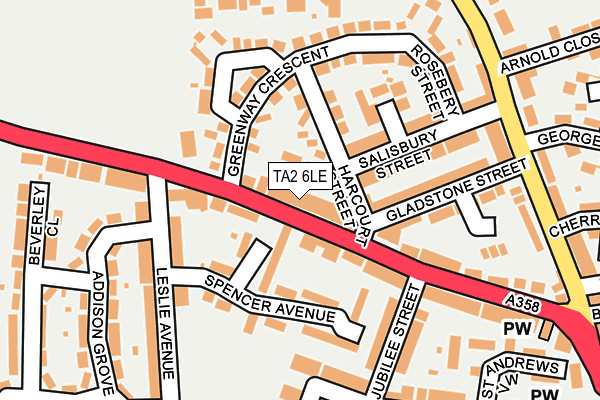TA2 6LE map - OS OpenMap – Local (Ordnance Survey)