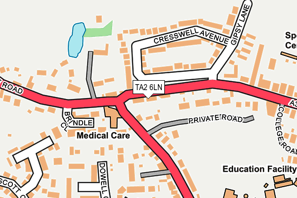 TA2 6LN map - OS OpenMap – Local (Ordnance Survey)