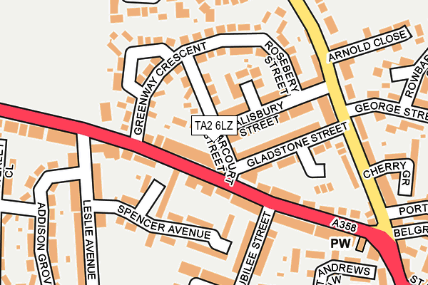 TA2 6LZ map - OS OpenMap – Local (Ordnance Survey)