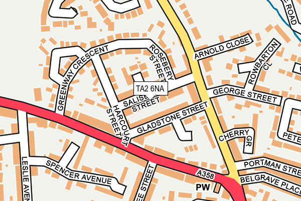 TA2 6NA map - OS OpenMap – Local (Ordnance Survey)
