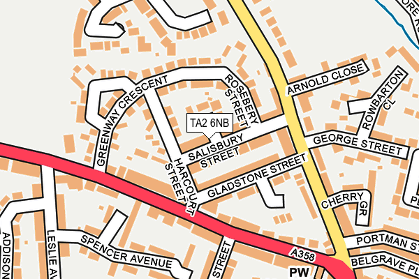 TA2 6NB map - OS OpenMap – Local (Ordnance Survey)