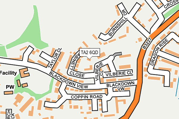 TA2 6QD map - OS OpenMap – Local (Ordnance Survey)