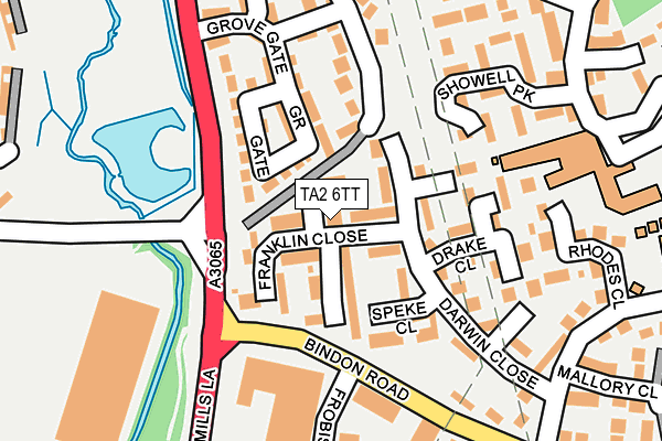 TA2 6TT map - OS OpenMap – Local (Ordnance Survey)