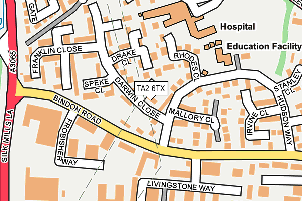 TA2 6TX map - OS OpenMap – Local (Ordnance Survey)