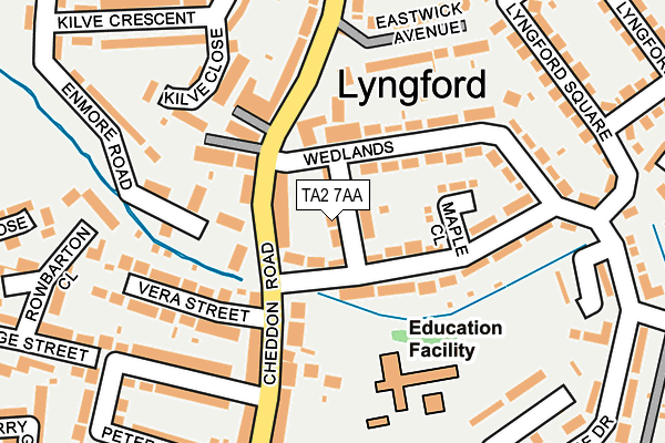 TA2 7AA map - OS OpenMap – Local (Ordnance Survey)