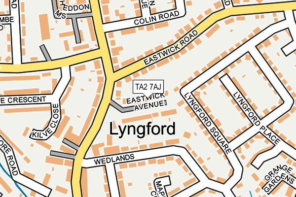 TA2 7AJ map - OS OpenMap – Local (Ordnance Survey)