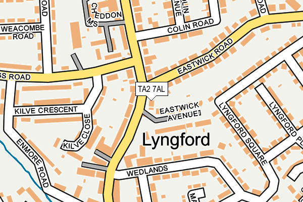 TA2 7AL map - OS OpenMap – Local (Ordnance Survey)