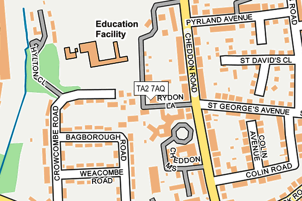 TA2 7AQ map - OS OpenMap – Local (Ordnance Survey)