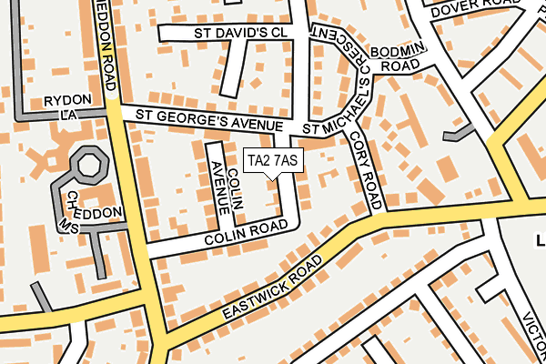 TA2 7AS map - OS OpenMap – Local (Ordnance Survey)