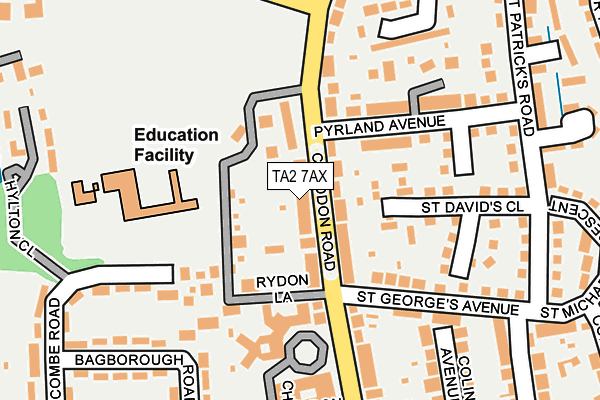 TA2 7AX map - OS OpenMap – Local (Ordnance Survey)