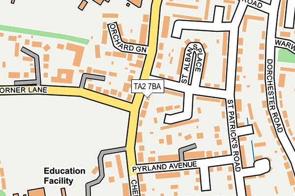 TA2 7BA map - OS OpenMap – Local (Ordnance Survey)