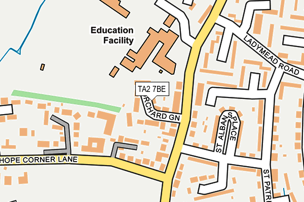 TA2 7BE map - OS OpenMap – Local (Ordnance Survey)