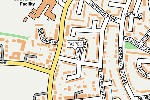 TA2 7BG map - OS OpenMap – Local (Ordnance Survey)