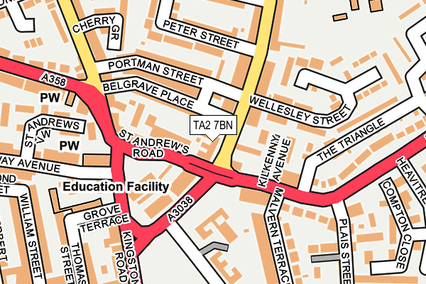 TA2 7BN map - OS OpenMap – Local (Ordnance Survey)