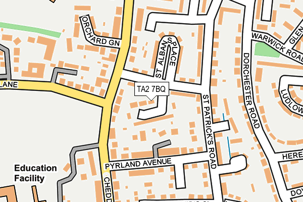 TA2 7BQ map - OS OpenMap – Local (Ordnance Survey)